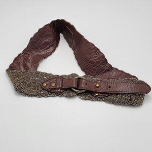 VTG Anthropologie Y2K  Jasper & Jeera Designer Leather Beaded Belt